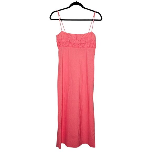 Ciao Lucia Nera Grapefruit Pink Cotton Square Neck Midi Dress Size XS - Picture 2 of 11